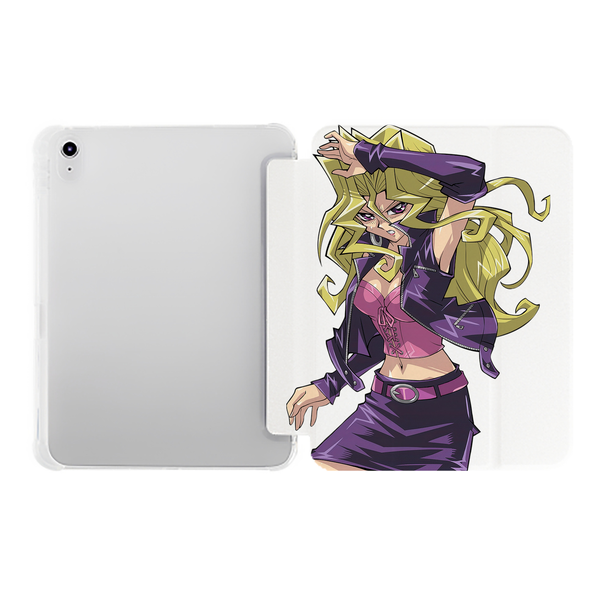 （画像用） 遊☆戯☆王 Yu-Gi-Oh! IPad ケース ペン収納付き 三つ折りスタンド PUレザー×シリコン 対応機種9.5/10.5/10.9インチ